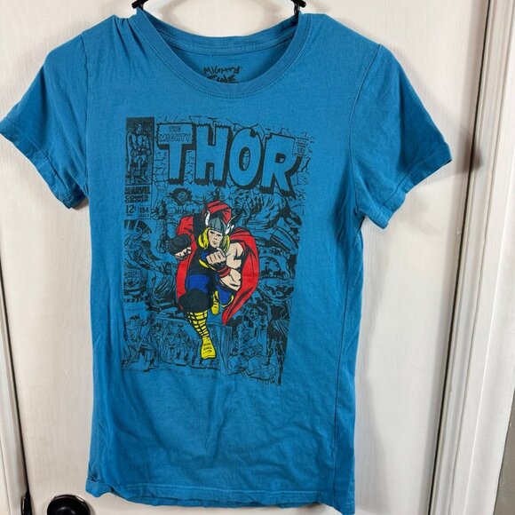 Mighty Fine x Marvel “The Mighty Thor” Graphic Tee Blue Women’s Size L - Picture 1 of 4